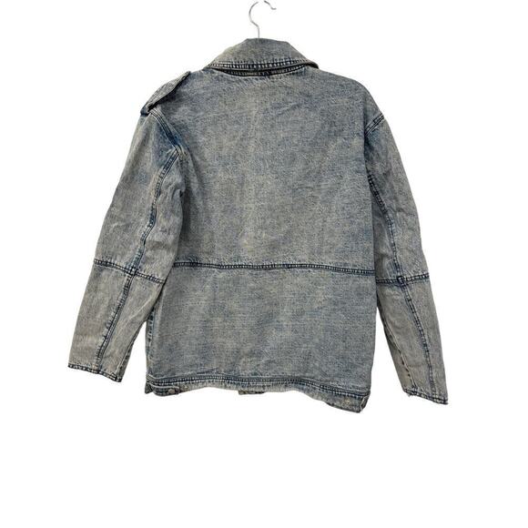 Avec Les Filles Acid Wash Denim Utility Jacket Size Medium Safari Style - Picture 10 of 10